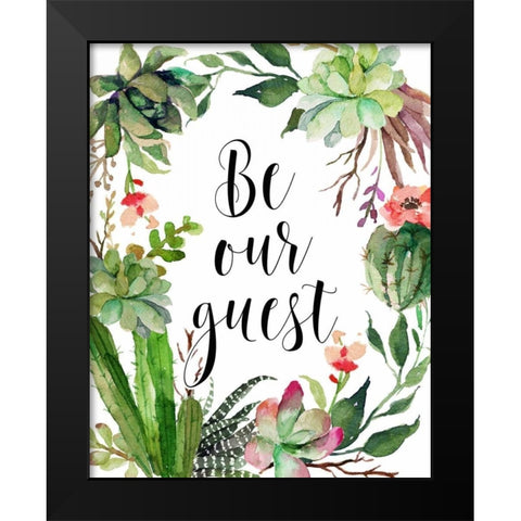 Be Our Guest Wreath Black Modern Wood Framed Art Print by Moss, Tara