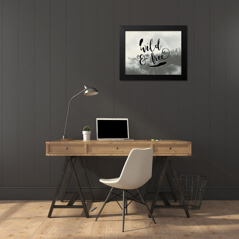 Wild and Free Feathers Black Modern Wood Framed Art Print by Moss, Tara