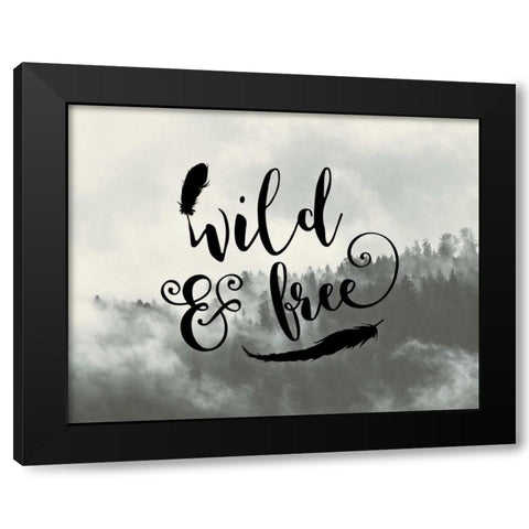 Wild and Free Feathers Black Modern Wood Framed Art Print by Moss, Tara