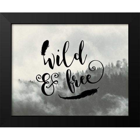 Wild and Free Feathers Black Modern Wood Framed Art Print by Moss, Tara