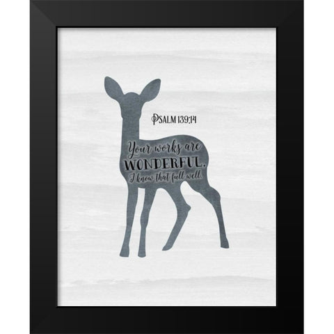 Psalm 139-14 Black Modern Wood Framed Art Print by Moss, Tara