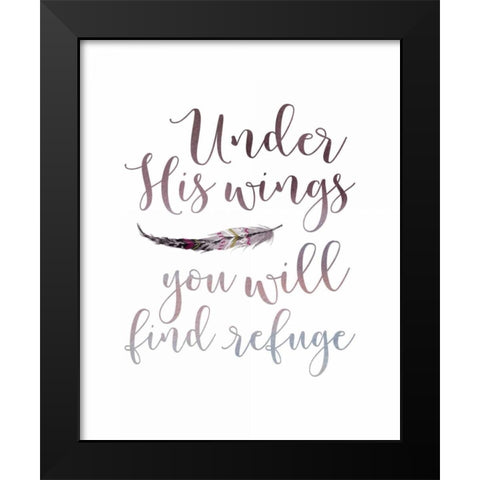 Under His Wings Black Modern Wood Framed Art Print by Moss, Tara