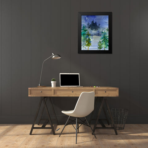 Watercolor Winter Black Modern Wood Framed Art Print by Moss, Tara