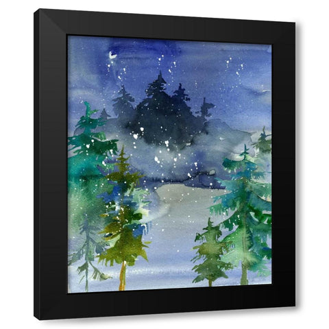 Watercolor Winter Black Modern Wood Framed Art Print with Double Matting by Moss, Tara
