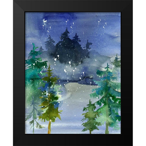 Watercolor Winter Black Modern Wood Framed Art Print by Moss, Tara