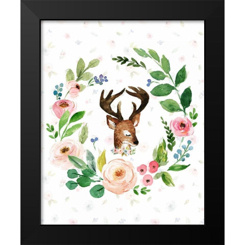 Watercolor Deer Black Modern Wood Framed Art Print by Moss, Tara