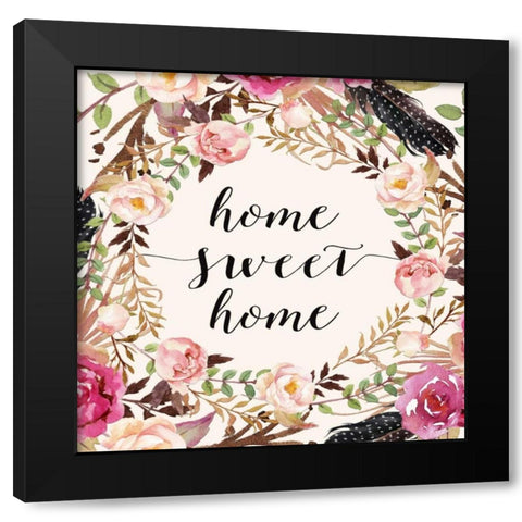 Home Sweet Home - Sq. Black Modern Wood Framed Art Print with Double Matting by Moss, Tara