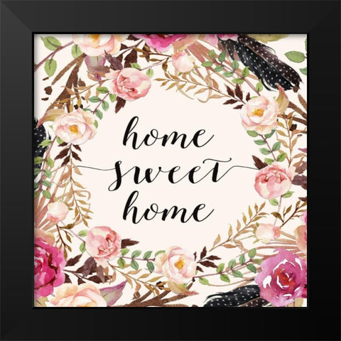 Home Sweet Home - Sq. Black Modern Wood Framed Art Print by Moss, Tara