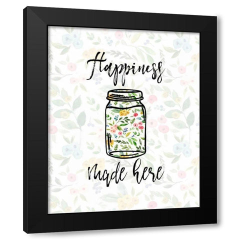 Happiness Made Here Black Modern Wood Framed Art Print by Moss, Tara