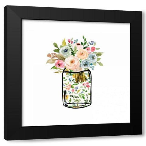 Mason Jar Bouquet Black Modern Wood Framed Art Print with Double Matting by Moss, Tara