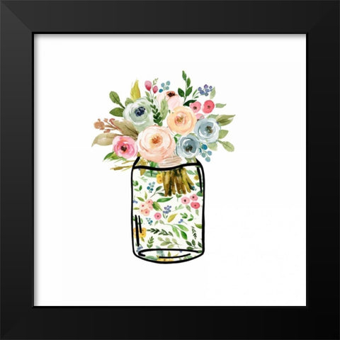 Mason Jar Bouquet Black Modern Wood Framed Art Print by Moss, Tara