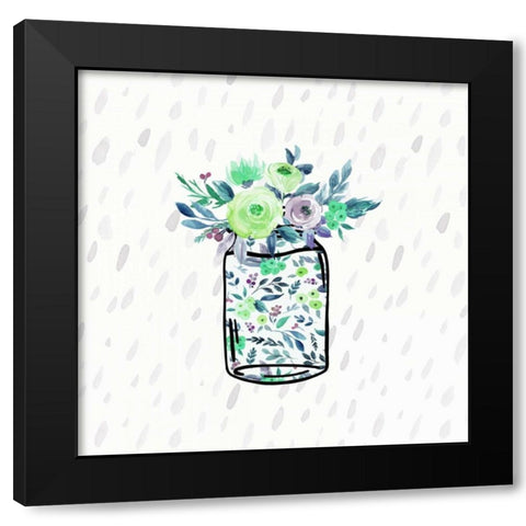 Mason Jar Florals Black Modern Wood Framed Art Print with Double Matting by Moss, Tara