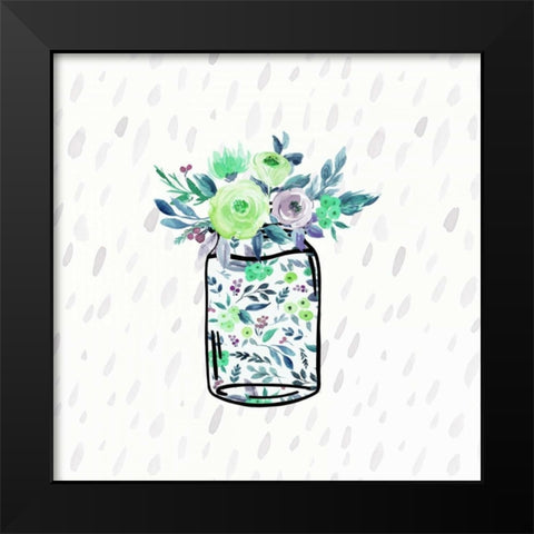 Mason Jar Florals Black Modern Wood Framed Art Print by Moss, Tara
