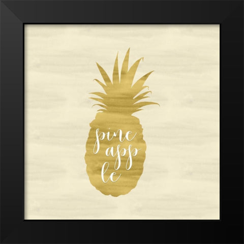 Gold Pineapple Square Black Modern Wood Framed Art Print by Moss, Tara