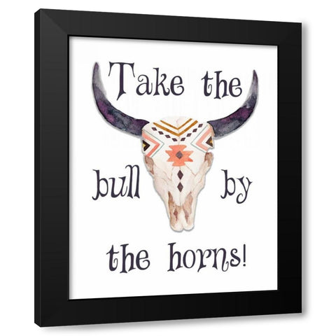 Bull by the Horns Black Modern Wood Framed Art Print with Double Matting by Moss, Tara
