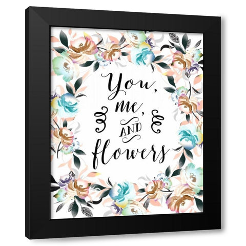 You Me and Flowers Black Modern Wood Framed Art Print by Moss, Tara