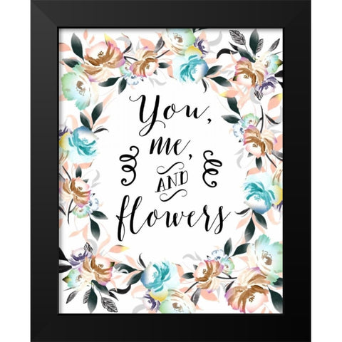 You Me and Flowers Black Modern Wood Framed Art Print by Moss, Tara