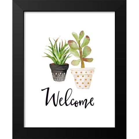 Welcome Succulents Black Modern Wood Framed Art Print by Moss, Tara