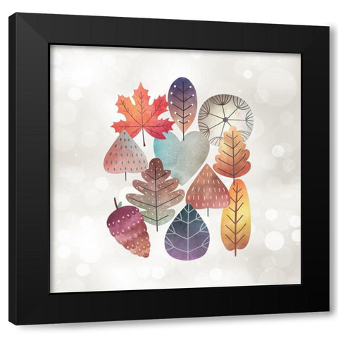 Leaves on Bokeh Black Modern Wood Framed Art Print by Moss, Tara