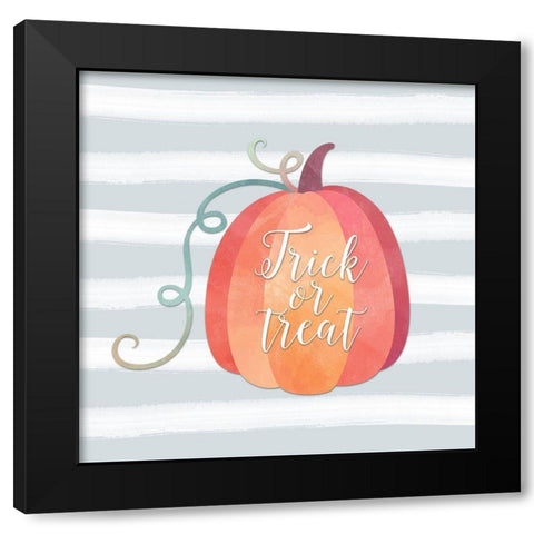 Trick or Treat Pumpkin Black Modern Wood Framed Art Print by Moss, Tara