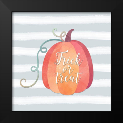 Trick or Treat Pumpkin Black Modern Wood Framed Art Print by Moss, Tara
