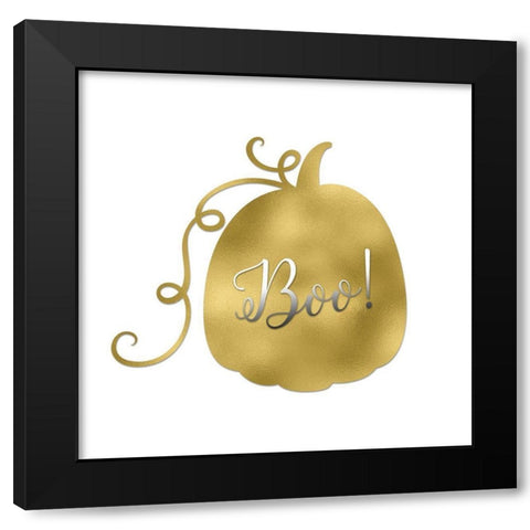Boo Gold Pumpkin Black Modern Wood Framed Art Print with Double Matting by Moss, Tara