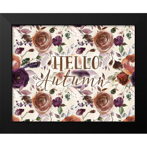 Hello Autumn Black Modern Wood Framed Art Print by Moss, Tara