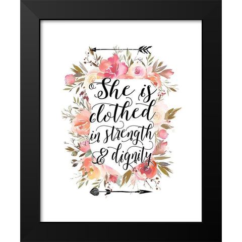 Clothed in Strength Floral Black Modern Wood Framed Art Print by Moss, Tara