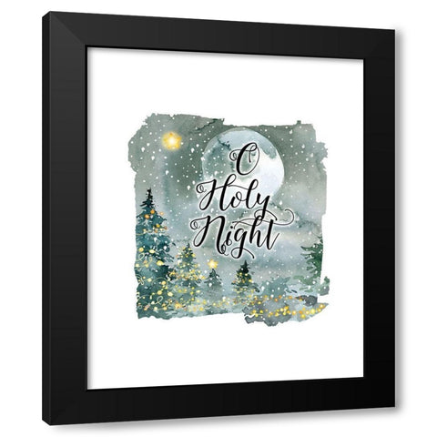 O Holy Night Watercolor Black Modern Wood Framed Art Print with Double Matting by Moss, Tara