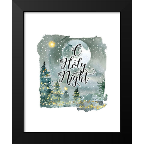 O Holy Night Watercolor Black Modern Wood Framed Art Print by Moss, Tara
