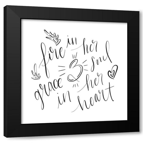 Fire in Her Soul Black Modern Wood Framed Art Print by Moss, Tara