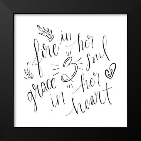 Fire in Her Soul Black Modern Wood Framed Art Print by Moss, Tara