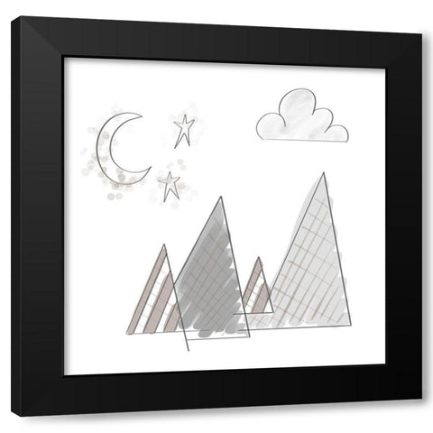 Moon and Mountains Black Modern Wood Framed Art Print with Double Matting by Moss, Tara