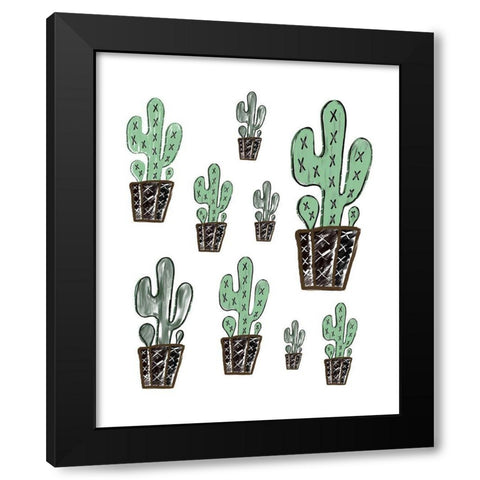 Cactus Collage Black Modern Wood Framed Art Print with Double Matting by Moss, Tara