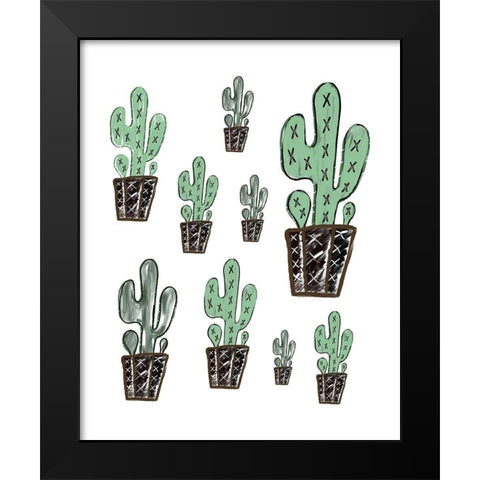 Cactus Collage Black Modern Wood Framed Art Print by Moss, Tara