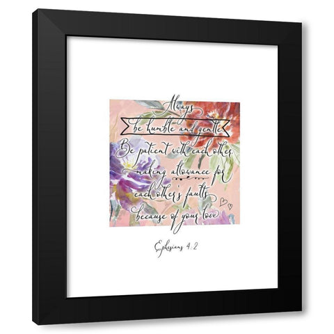 Ephesians 4-2 Box Floral Black Modern Wood Framed Art Print with Double Matting by Moss, Tara