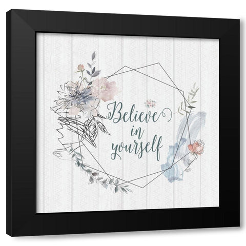 Believe Black Modern Wood Framed Art Print by Moss, Tara