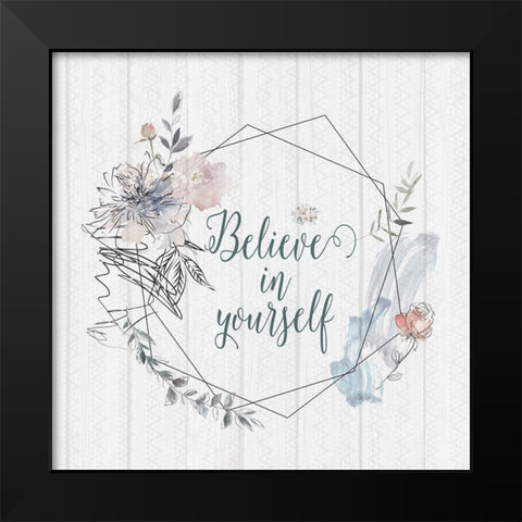 Believe Black Modern Wood Framed Art Print by Moss, Tara