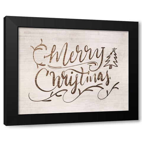 Merry Christmas Black Modern Wood Framed Art Print by Moss, Tara