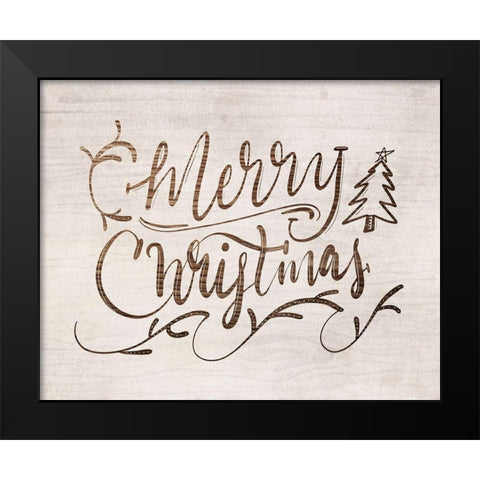 Merry Christmas Black Modern Wood Framed Art Print by Moss, Tara