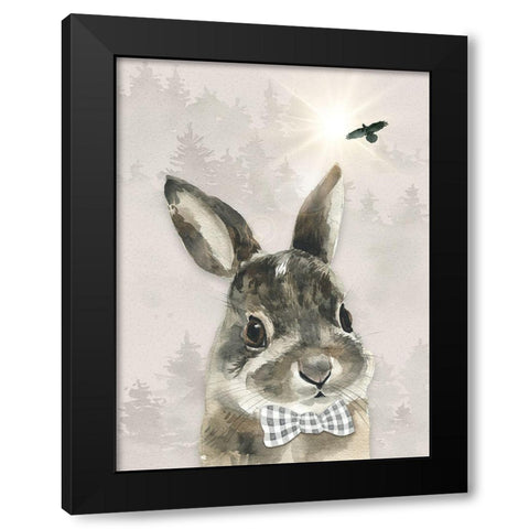 Baby Boy Hare Black Modern Wood Framed Art Print by Moss, Tara