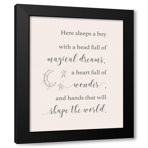 Here Sleeps a Boy Black Modern Wood Framed Art Print with Double Matting by Moss, Tara
