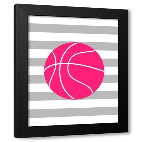 Basketball Stripes Black Modern Wood Framed Art Print by Robinson, Tamara