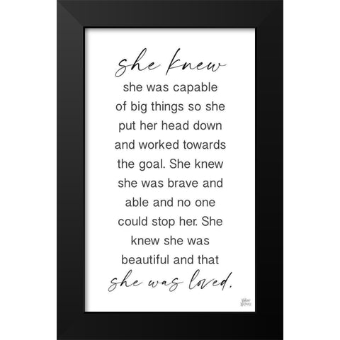 She Knew Black Modern Wood Framed Art Print by Wieners, Valerie