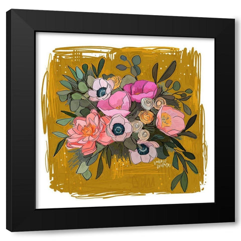 Paper Flowers Black Modern Wood Framed Art Print by Wieners, Valerie