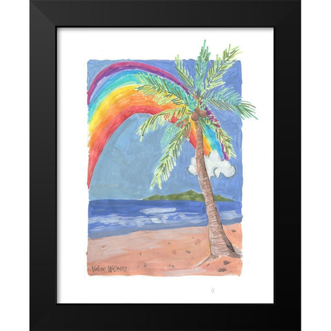 Palm and Rainbow Black Modern Wood Framed Art Print by Wieners, Valerie