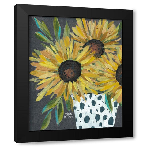 Sunflower Black Modern Wood Framed Art Print with Double Matting by Wieners, Valerie