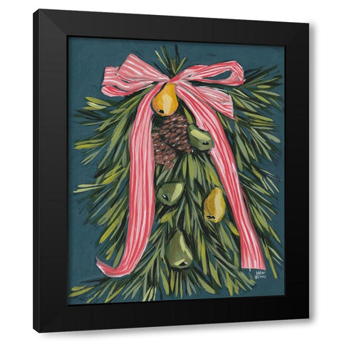 Christmas Wreath Black Modern Wood Framed Art Print by Wieners, Valerie