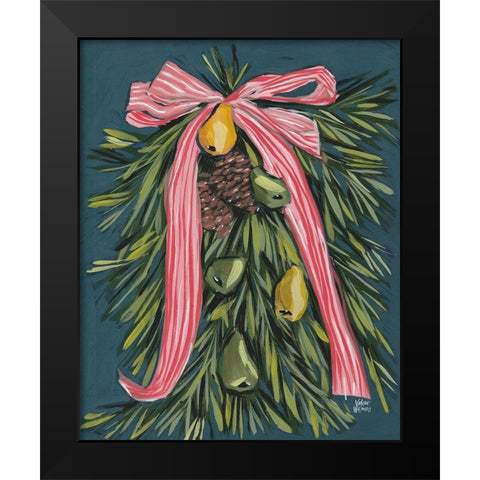 Christmas Wreath Black Modern Wood Framed Art Print by Wieners, Valerie