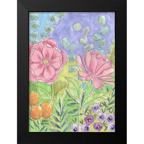 Peony Set I Black Modern Wood Framed Art Print by Wieners, Valerie
